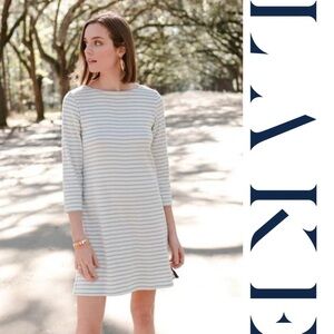 LAKE Women’s French Blue Breton Supima Cotton Dress  - Small